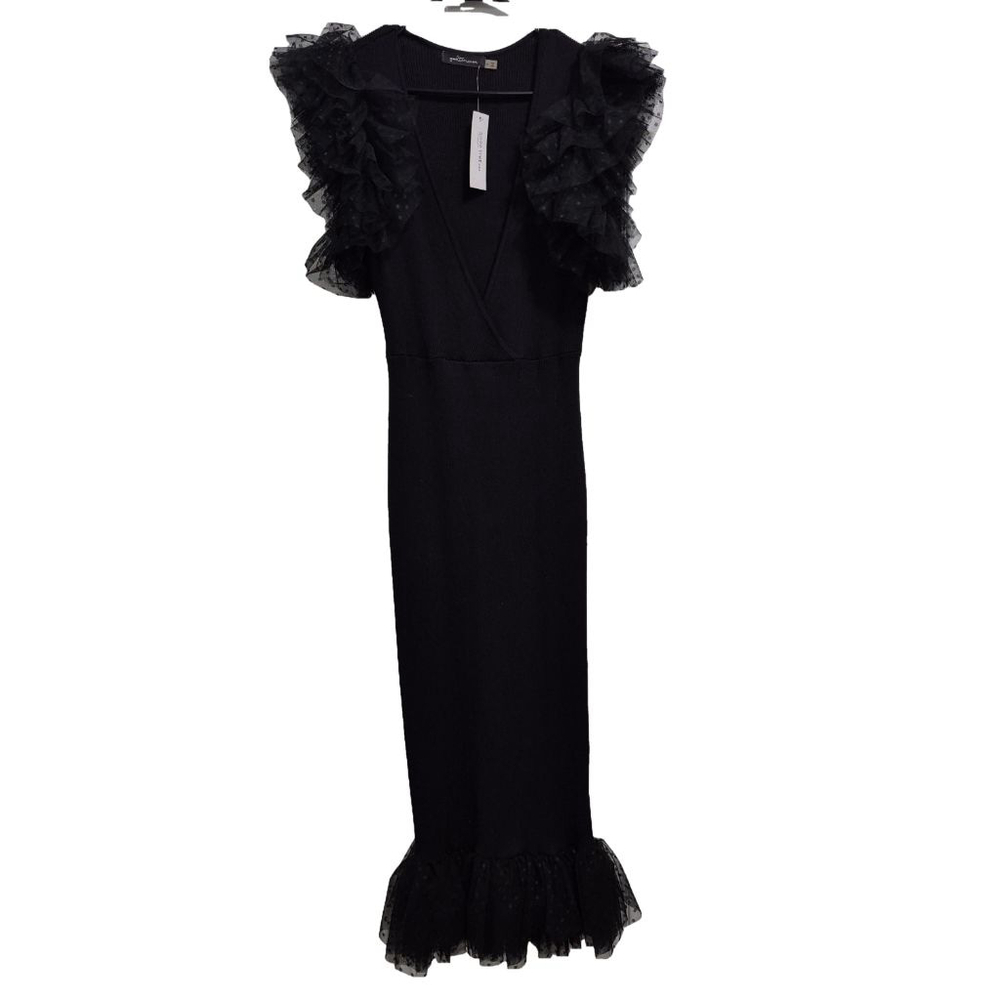 Good Time U.S.A Dress XL Black Ruffle Sleeve - Picture 3 of 9